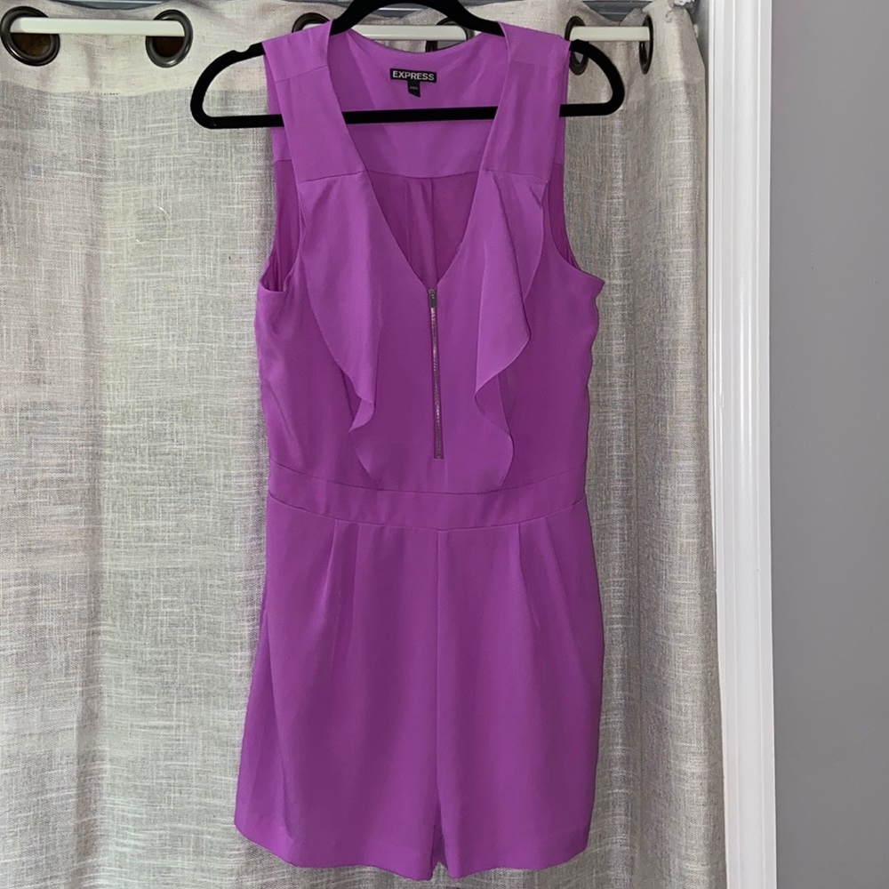 Express front zip ruffle romper